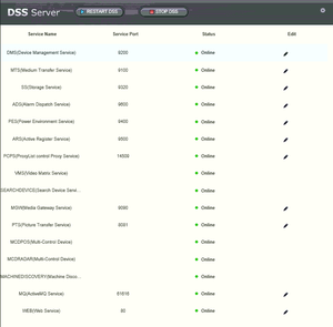 DSS Pro Server Config Page